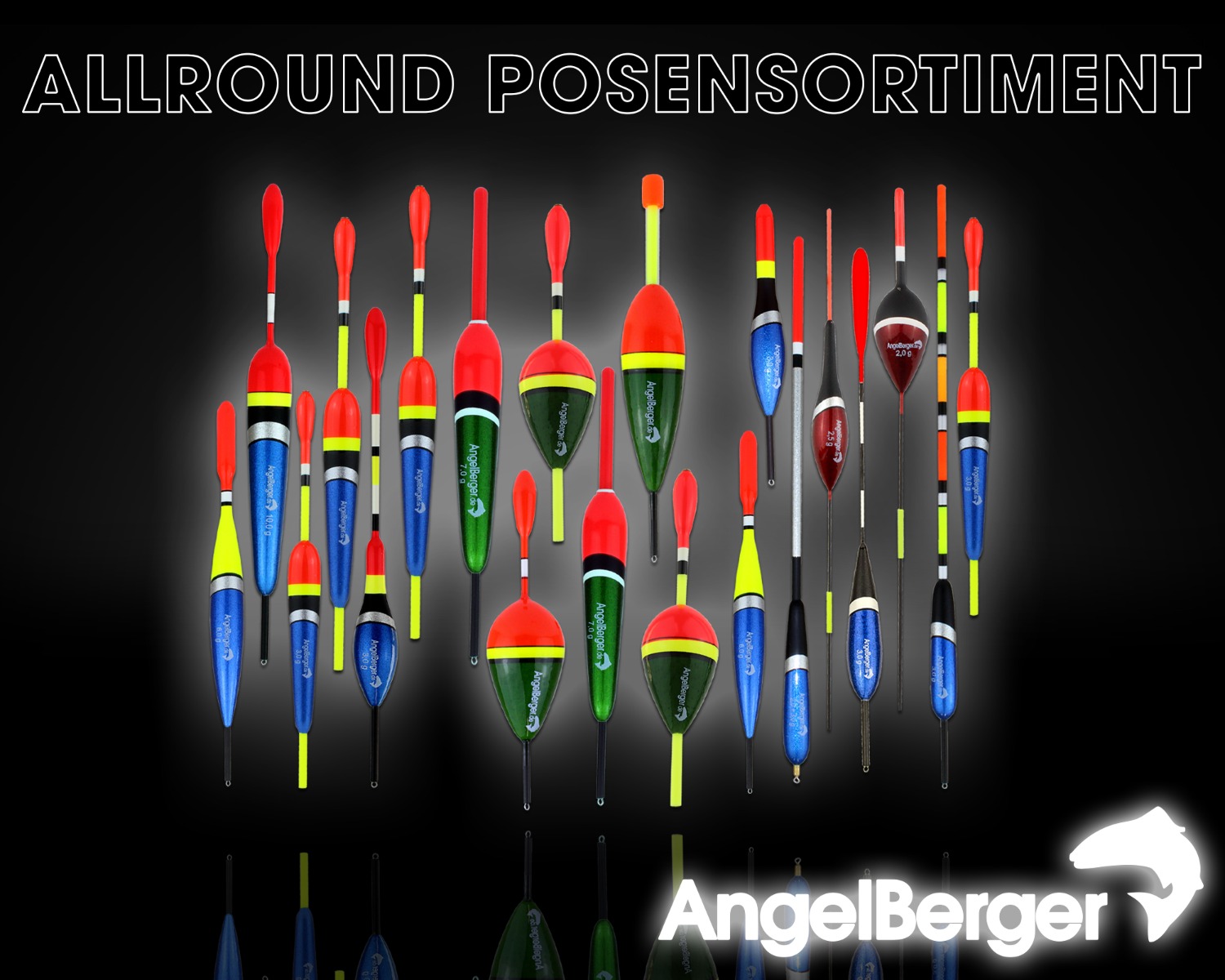 Angel Berger Allround Posensortiment 20 teilig Posenset Knicklichtposen Raubfischposen Stippposen Friedfischposen Schwimmer Angeln