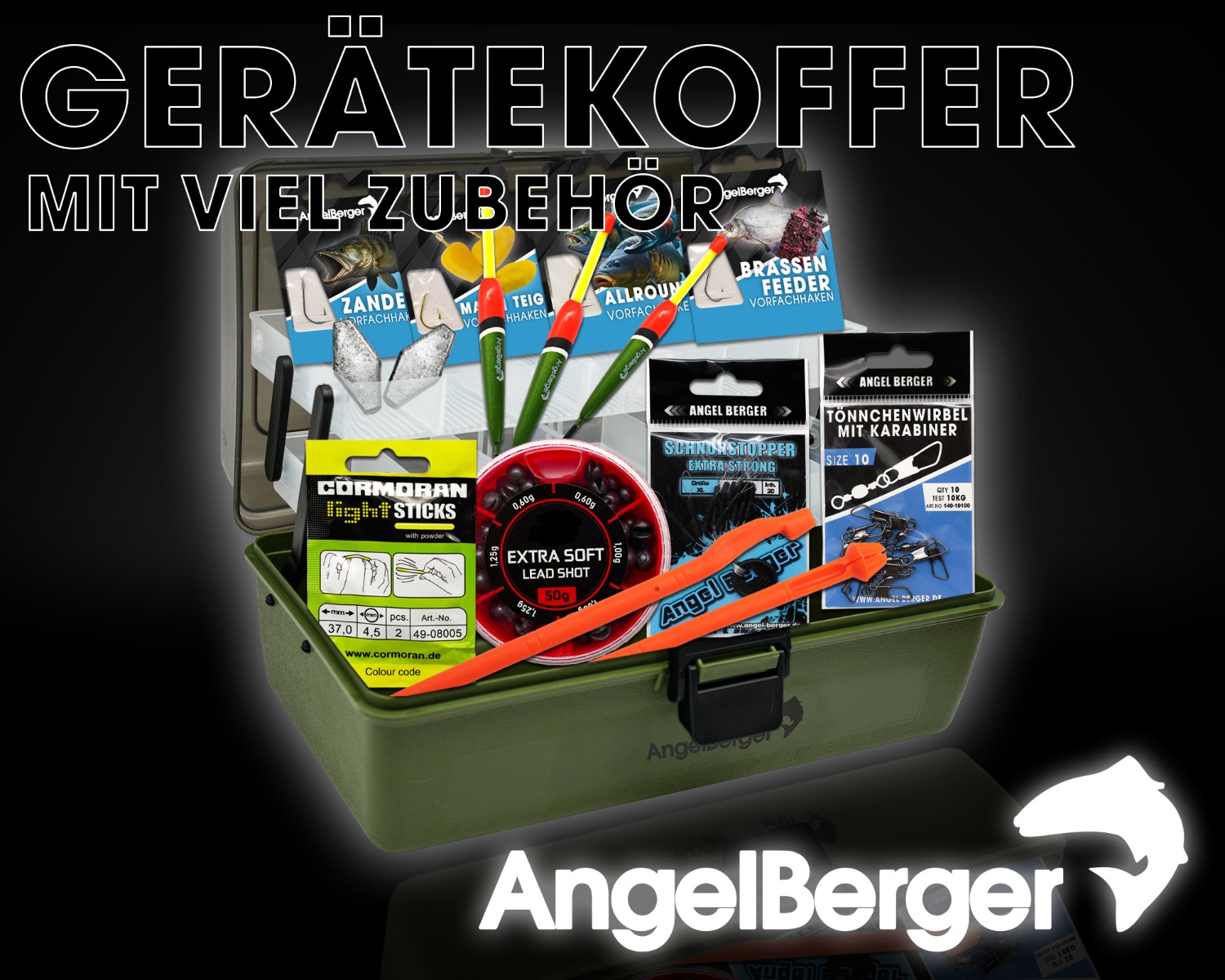 Angel Berger Gerätekoffer mit Angelzubehör gefüllt Angelkoffer Grundausstattung Angeln Angelset