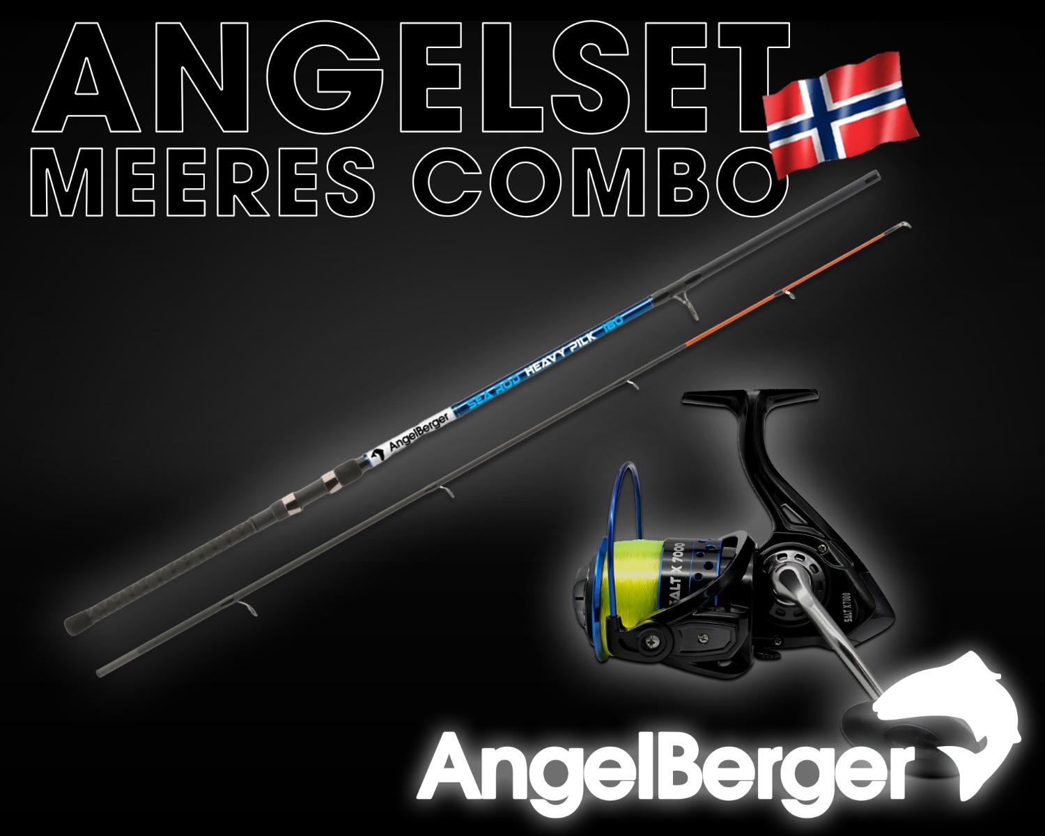 Angel Berger Meerescombo Angelset Norwegen Pilkset Pilkrute mit Stationärrolle Meeresangeln Norway Meeresangelset