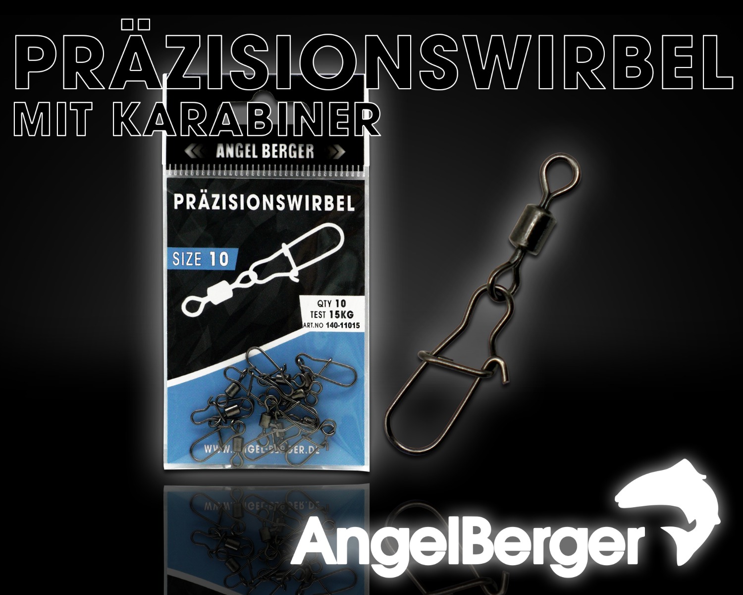 Angel Berger Präzisionswirbel mit Karabiner mit Tragkraftgarantie Angelwirbel Rolling Swivel with Duo-Lock Snap