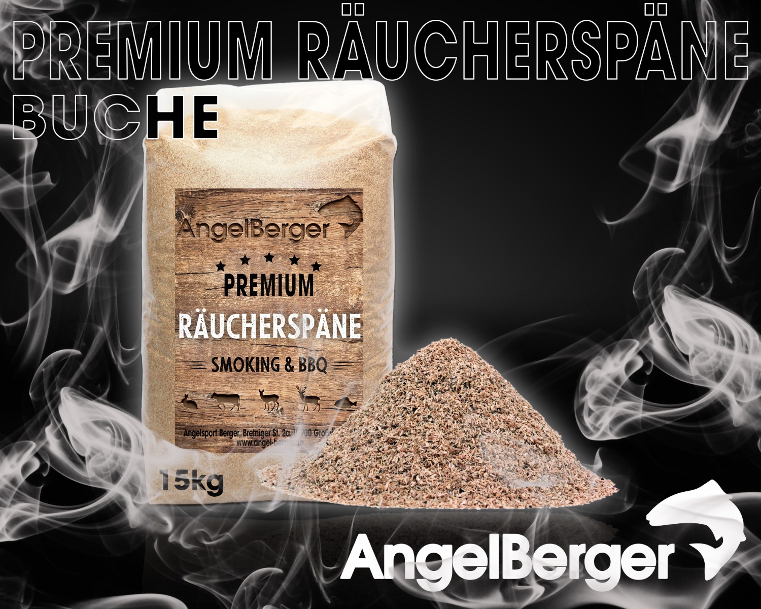 Angel Berger Räuchermehl Buche Deluxe 15Kg räucherspäne