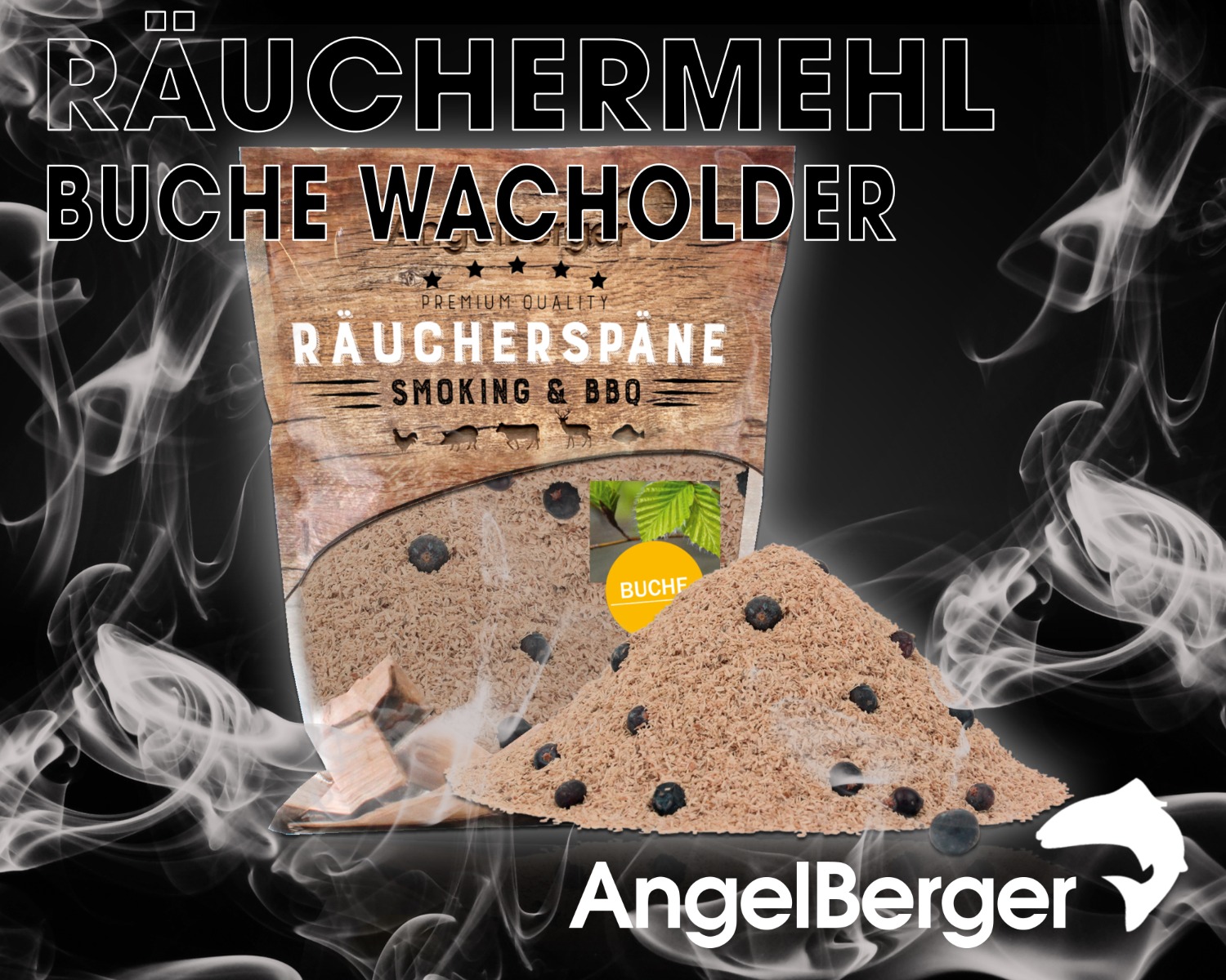Angel Berger Räuchermehl Buche Wacholder 500g räucherspäne