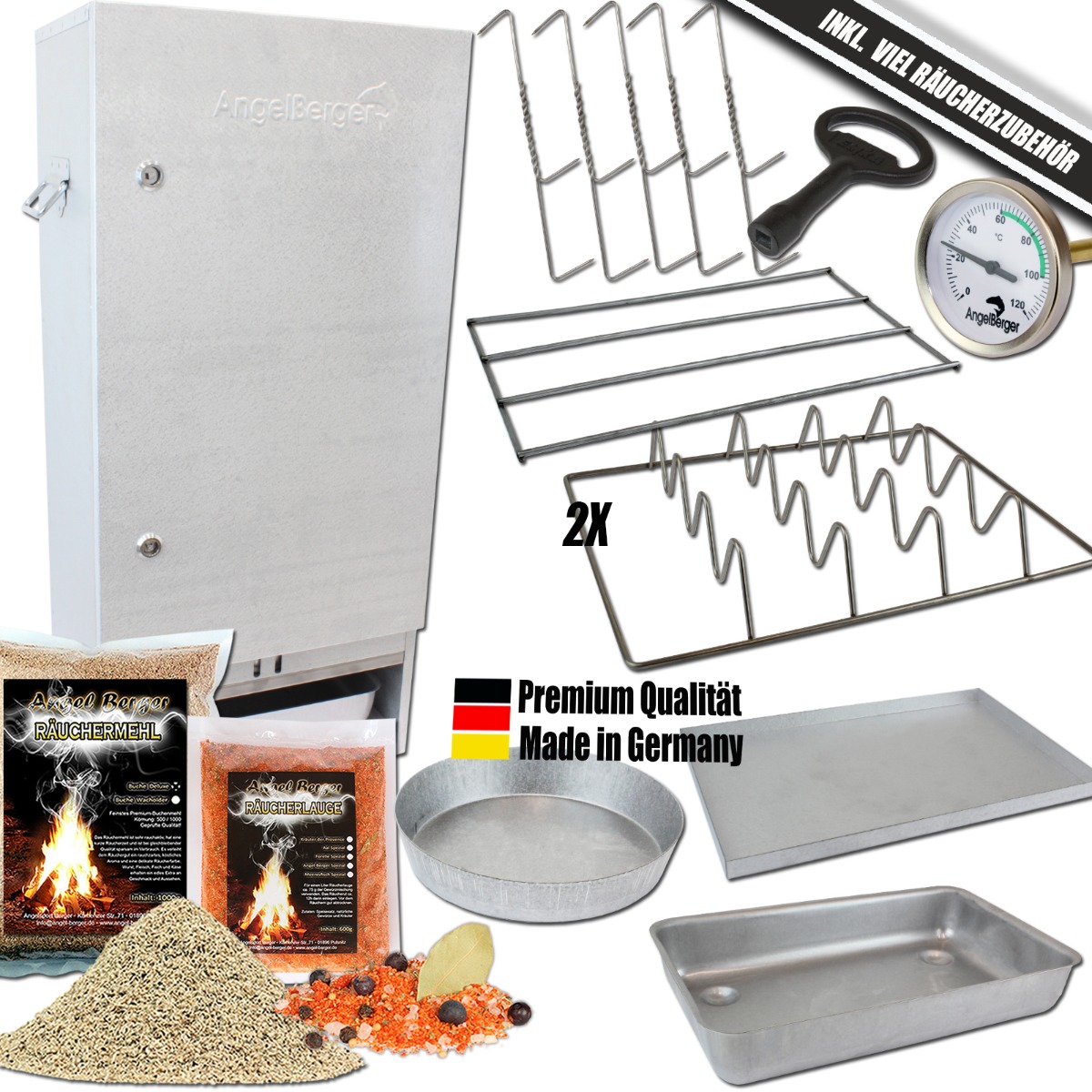 Angel Berger Premium Räucherofen mit Gasheizung 4200W Räucherschrank Smoker