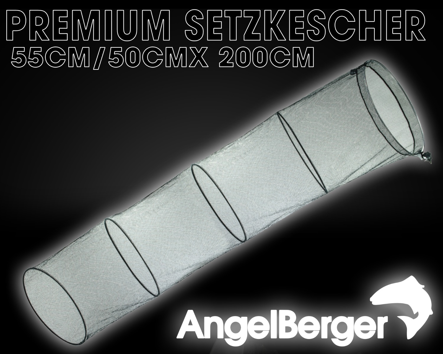 Angel Berger Premium Setzkescher 2m Keepnet Köderfischsetzkescher Kescher Angelkescher Fischnetz