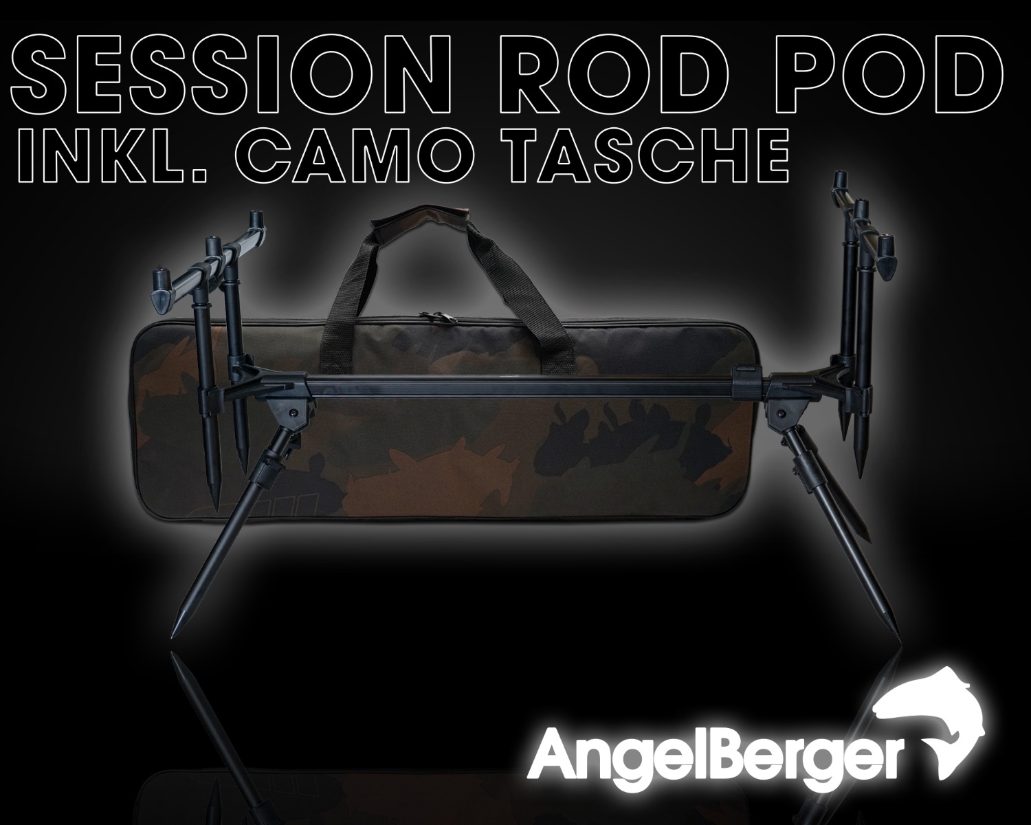 Angel Berger Session Rod Pod mit Tasche Rutenständer Rodpod Karpfen Rutenhalter