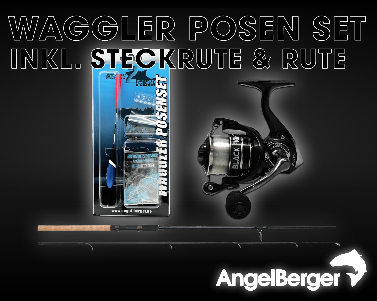 Angel Berger Steck Angelset Waggler Posen Set Posenmontage Ready2Fish Angelpose Fishing Float Set Posenset 