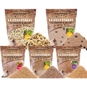 Angel Berger Premium BBQ Räucher Set Räuchermehl Räucherspäne verschiedene Sorten 