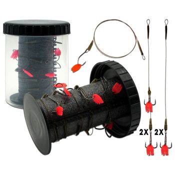 Angel Berger Stahlvorfach Set mit Box Rig Bin mit Stahlvorfächer zum Hechtangeln Steel Wire Leader Set