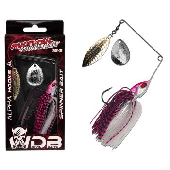 Wild Devil Baits Multi Tail Spinnerbait Spinner Bait Kunstköder Spin Jig Angelköder Barsch Hecht Zander-Hot Pink