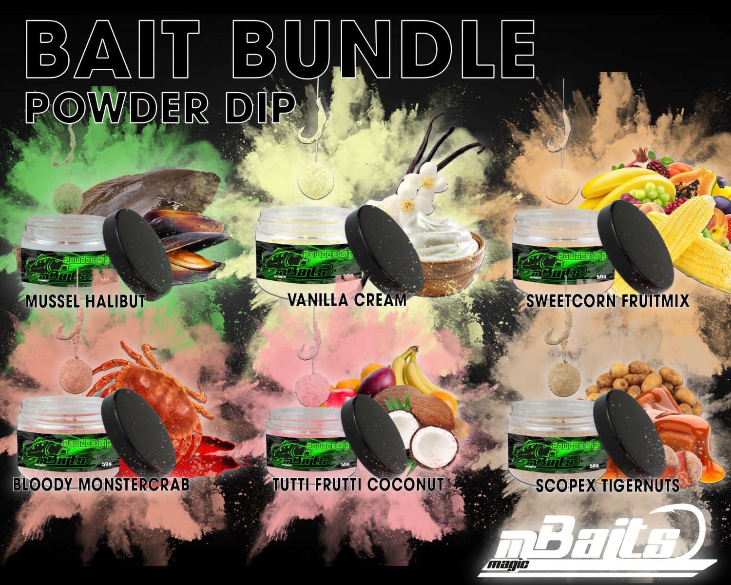 Magic Baits Bait Bundle Powder Dips All in One Boiliedip Set Boiliepowder Sparpack Pulver Köder Dip