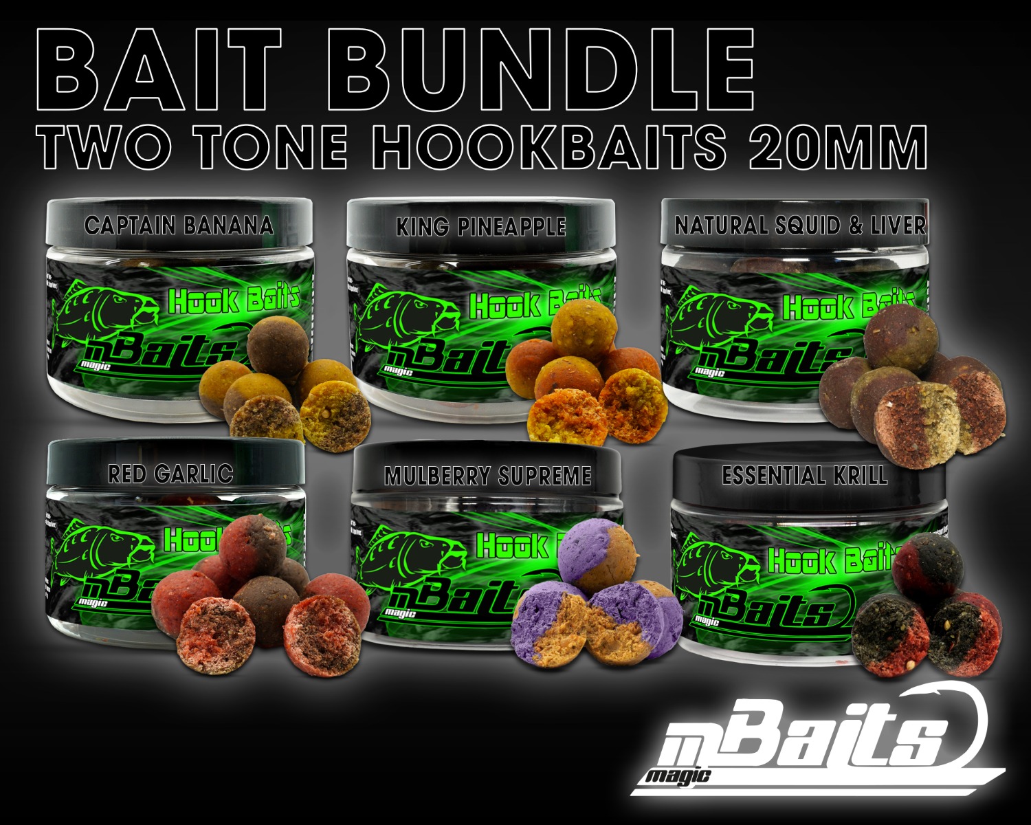Magic Baits Bait Bundle Two Tone Hook Baits All in One Köderset Karpfen Hakenköder Sparpack Carp Hookbaits Half Half Boilie Vorteilspack 