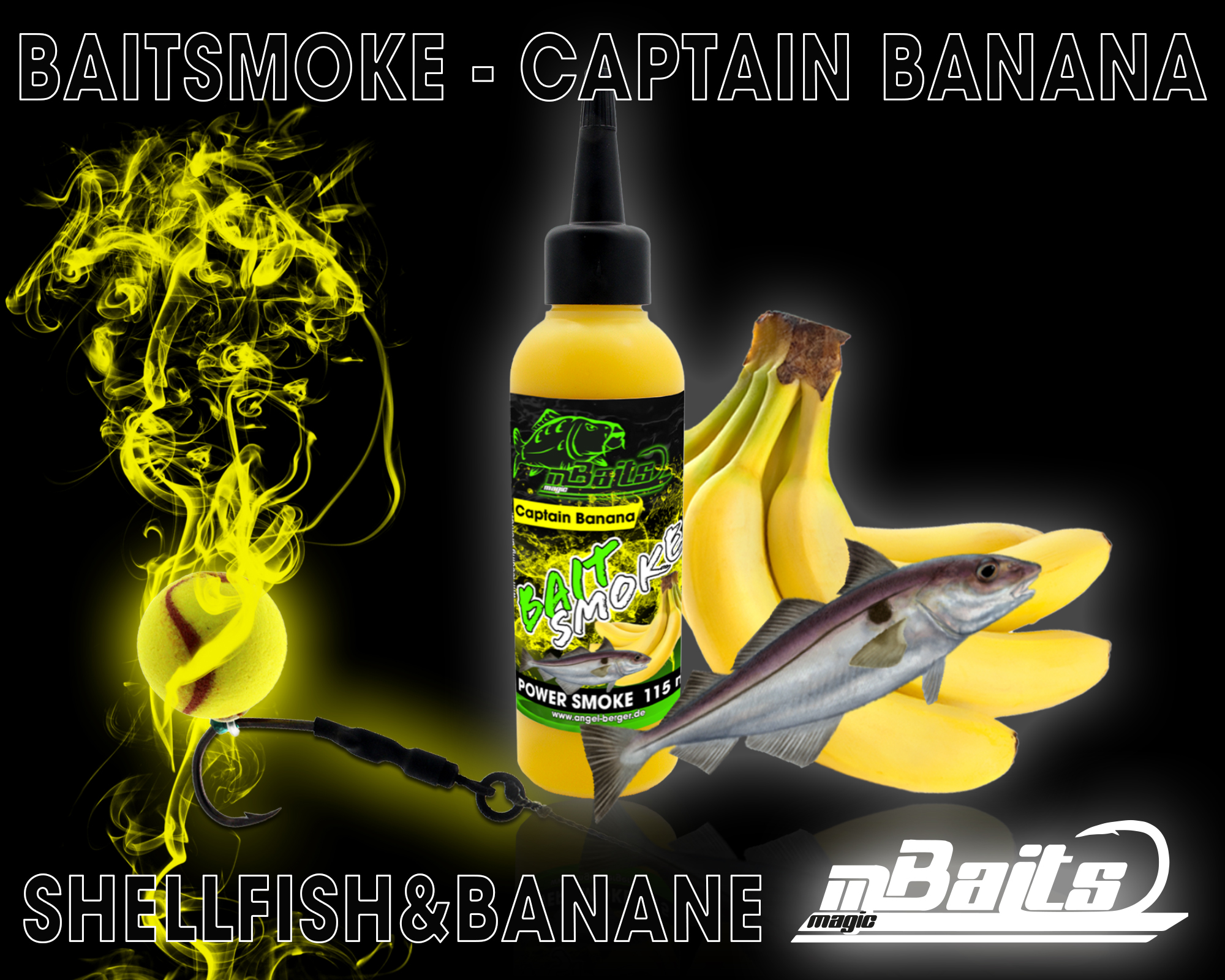 Magic Baits Power Smoke Captain Banana Baitsmoke Bait Smoke Lockstoff Booster Liquid Boilie Dip