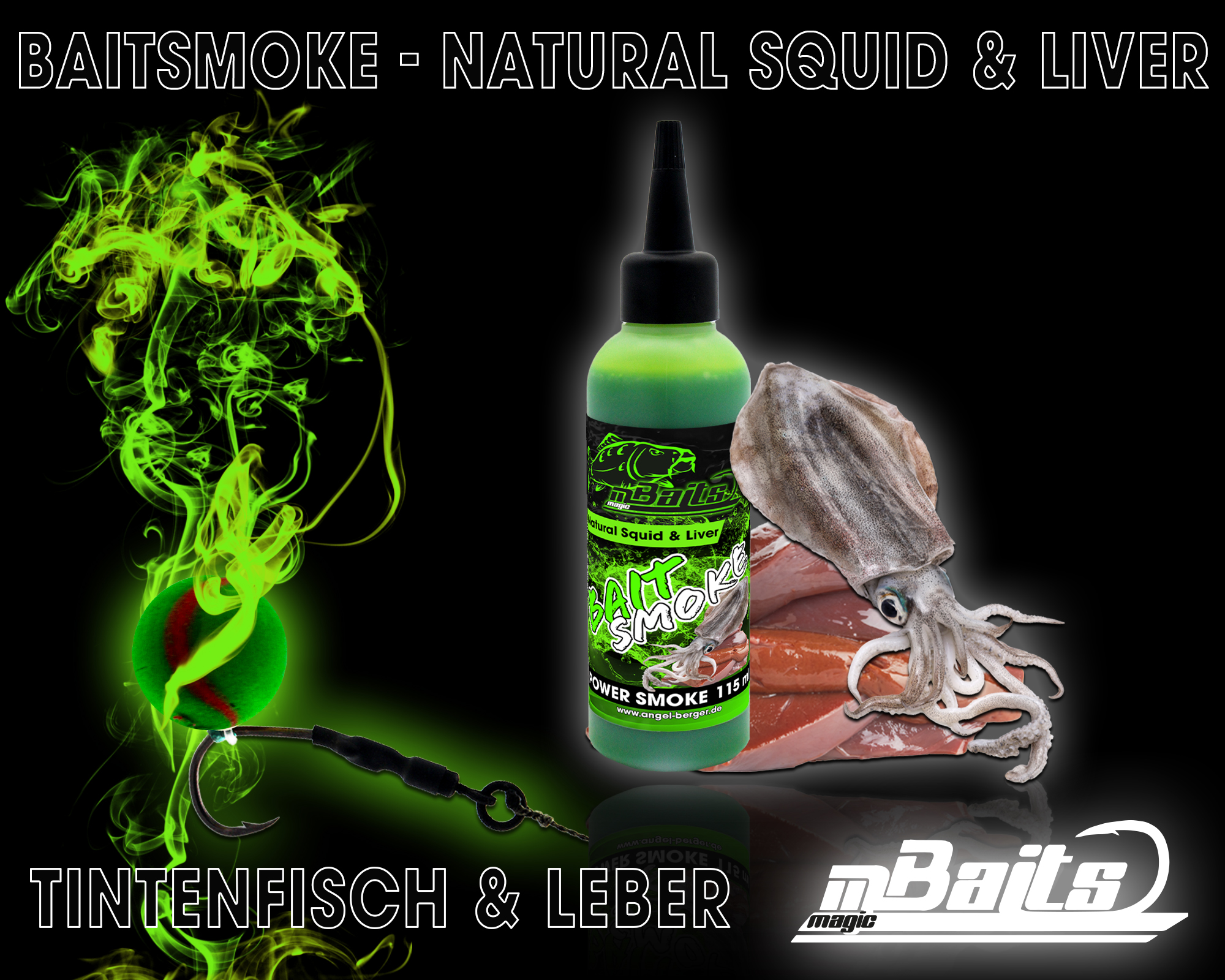 Magic Baits Power Smoke Natural Squid & Liver Baitsmoke Bait Smoke Lockstoff Booster Liquid Boilie Dip