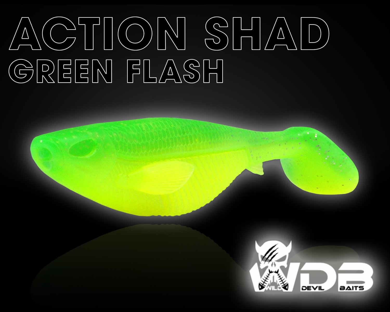 Wild Devil Baits Action Shad Green Flash Gummifisch Kunstköder Softlure Gummiköder Hecht Barsch Zander Angelköder Raubfischköder
