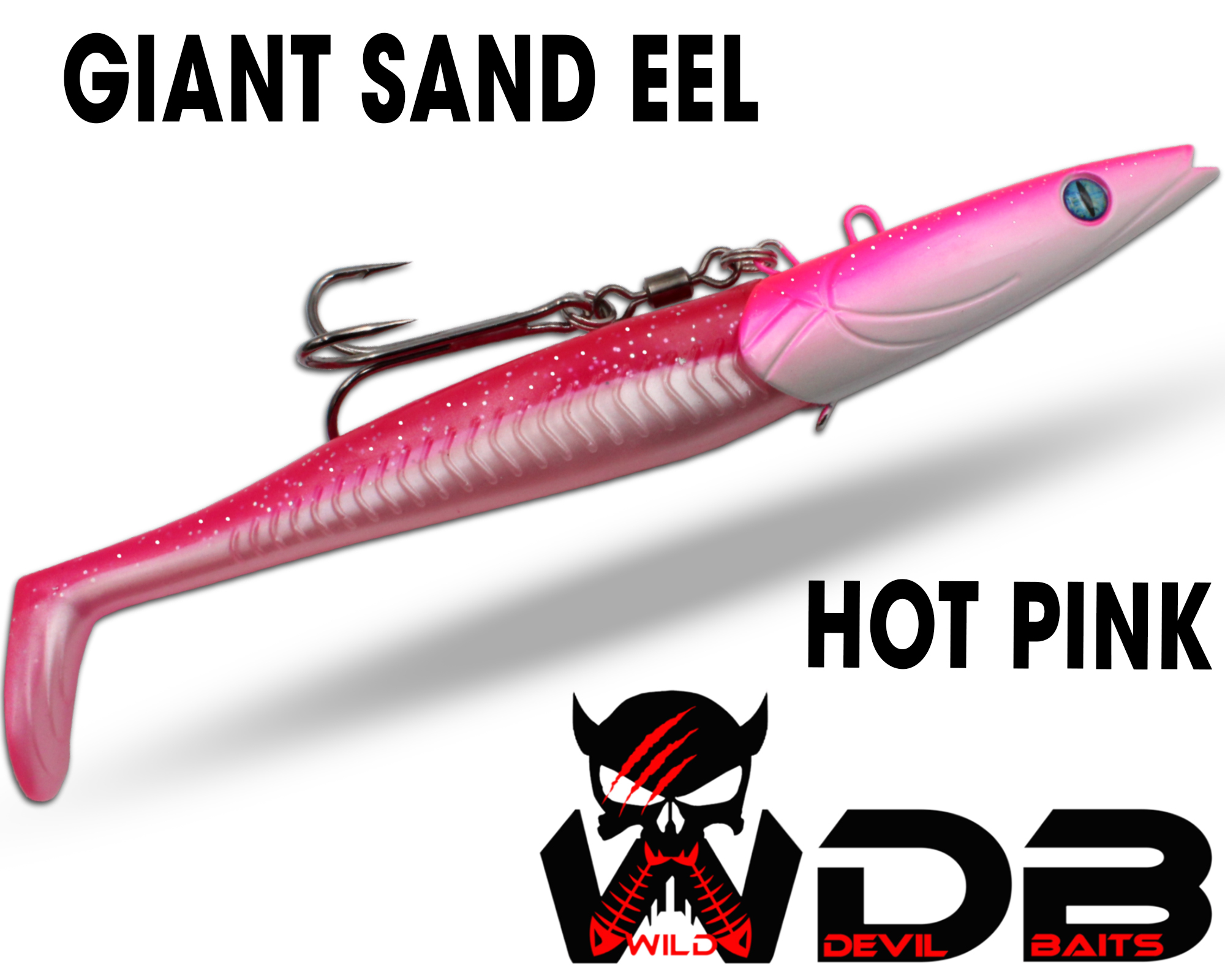 Wild Devil Baits Giant Sand Eel 286g Sandaal Meeres Shad Gummifisch -Hot Pink-286g