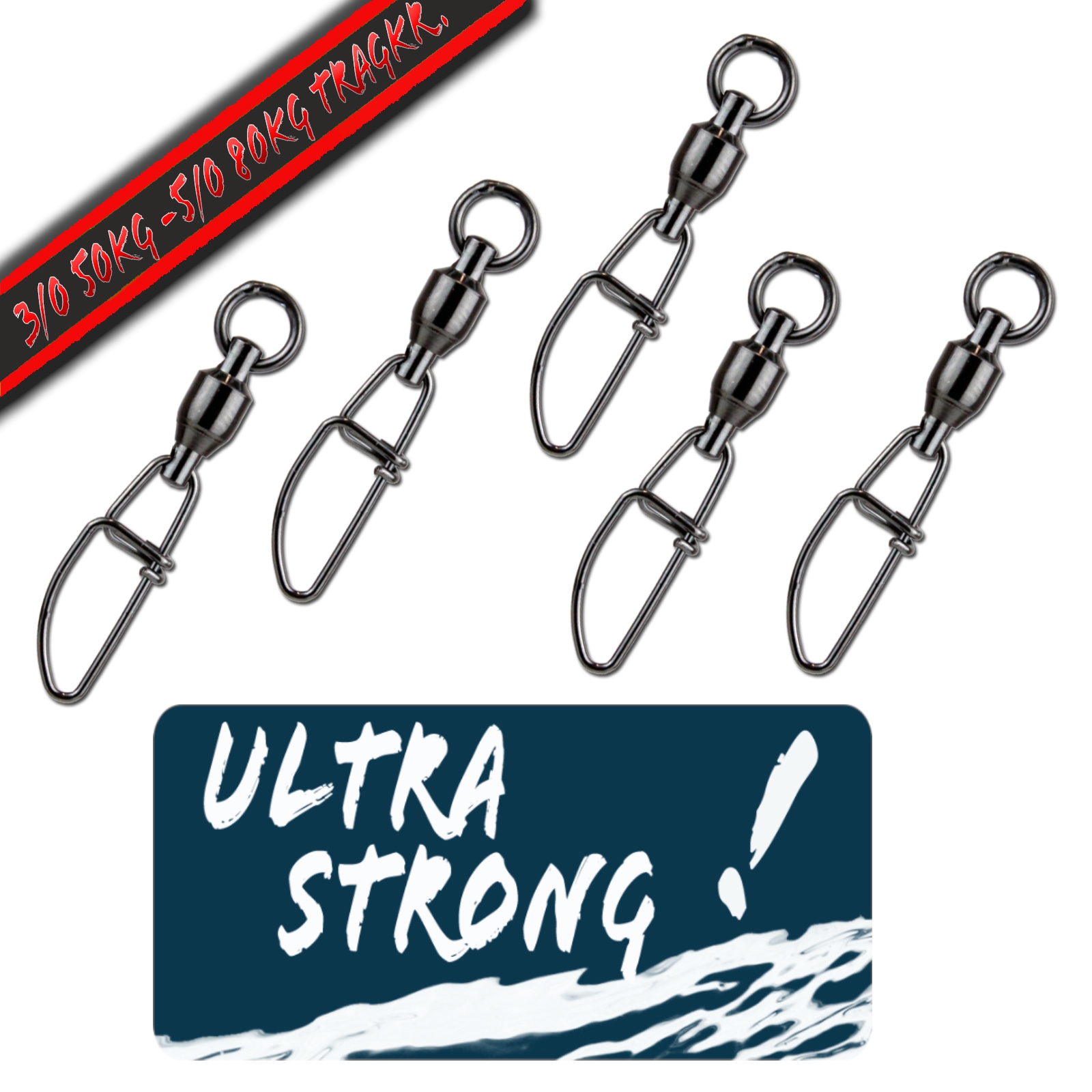 Wild Devil Baits Giant Sea C- Snap Swivel Meereswirbel Norwegen Kugellager Wirbel